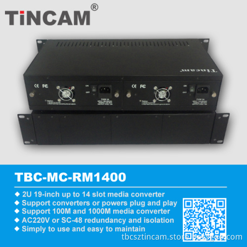 Media Converter Chassis Dual Power 14 Slots 2u 19 Inch